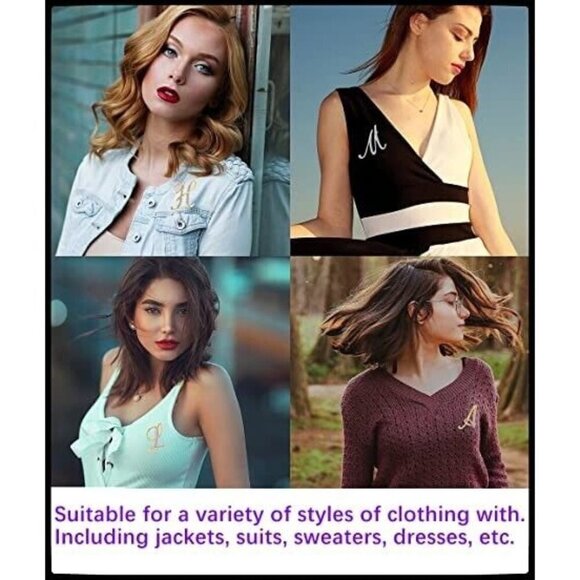 Initial Letter Z Brooch Pin Fashion Silver and Gold with Crystals Pack of Two - Picture 3 of 10